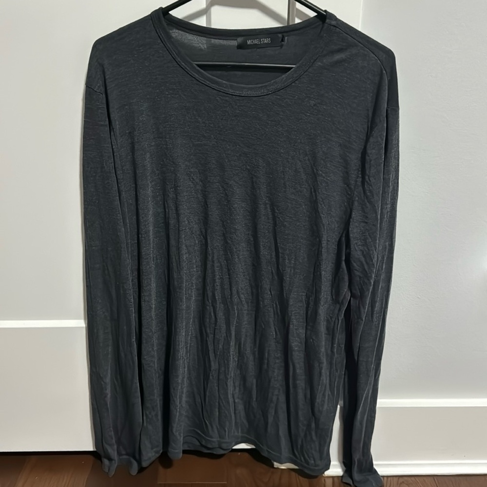 Michael Stars. Dark gray, long sleeved shirt.